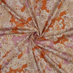 Viskosesatin Digital Blätterdruck - altorange