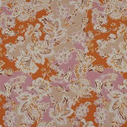 Viskosesatin Digital Blätterdruck - altorange