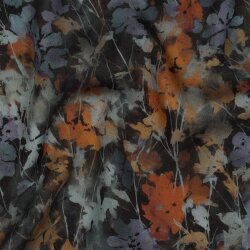 Viskosesatin Digital Blumen - schwarz