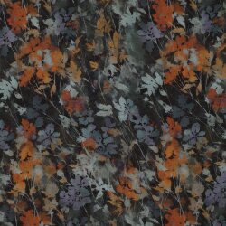 Viskosesatin Digital Blumen - schwarz