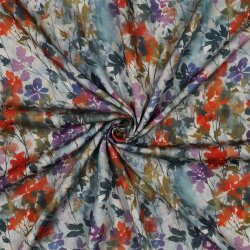Viskosesatin Digital Blumen - OFF-weiß