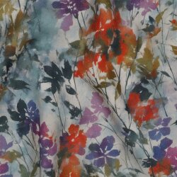 Viskosesatin Digital Blumen - OFF-weiß