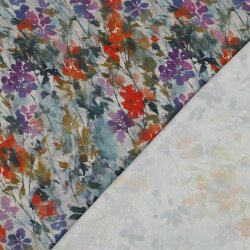 Viskosesatin Digital Blumen - OFF-weiß