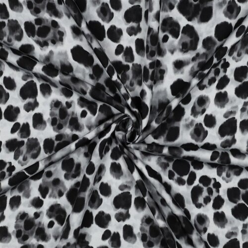 Viskosesatin Digital Leotupfen - schwarz