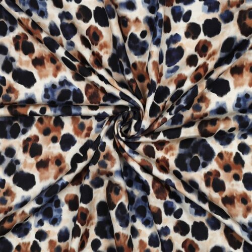Viskosesatin Digital Leotupfen - creme