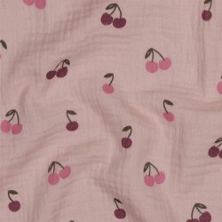 Musselin rote Kirschen - altantikpink