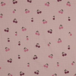 Musselin rote Kirschen - altantikpink