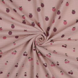 Musselin rote Kirschen - altantikpink
