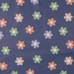 Regenjackenstoff bunte Blumenräder - dunkeljeans