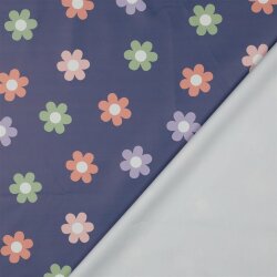 Regenjackenstoff bunte Blumenräder - dunkeljeans