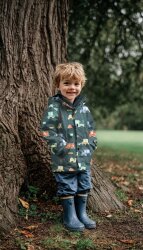 Regenjackenstoff bunte Baufahrzeuge - dunkelgrün