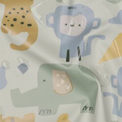 Regenjackenstoff bunte Zootiere - creme