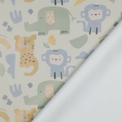 Regenjackenstoff bunte Zootiere - creme