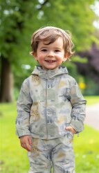 Regenjackenstoff bunte Zootiere - creme