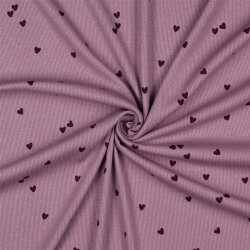 Rippenjersey Herzregen - malve