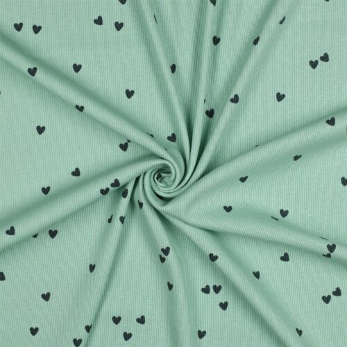 Rippenjersey Herzregen - mint