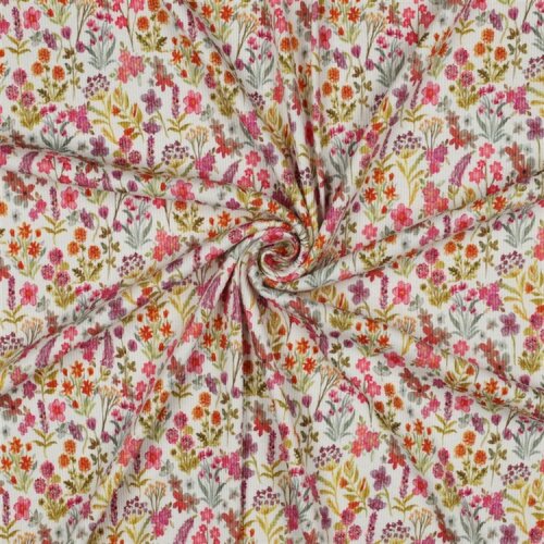 Rippenjersey Digital Blumenwiese - pink