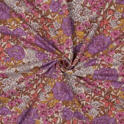 Baumwolljersey Blumenmeer - hellbeige