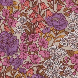 Baumwolljersey Blumenmeer - hellbeige