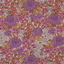 Baumwolljersey Blumenmeer - hellbeige
