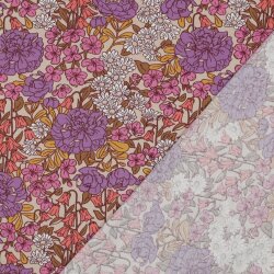 Baumwolljersey Blumenmeer - hellbeige