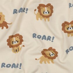 Baumwolljersey brüllende Löwen - creme
