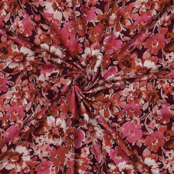 Baumwolljersey Digital Blumen - dunkelrot