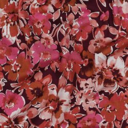 Baumwolljersey Digital Blumen - dunkelrot
