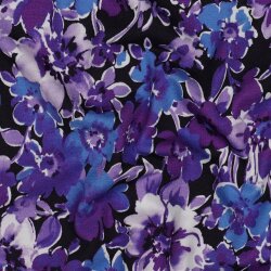 Baumwolljersey Digital Blumen - dunkelblau