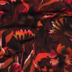 Baumwolljersey Digital XL Blumen - dunkelrot