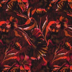 Baumwolljersey Digital XL Blumen - dunkelrot