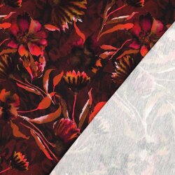 Baumwolljersey Digital XL Blumen - dunkelrot
