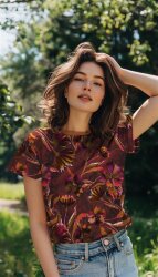 Baumwolljersey Digital XL Blumen - dunkelrot