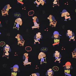 Baumwolljersey Digital Hunde Sport - nachtblau