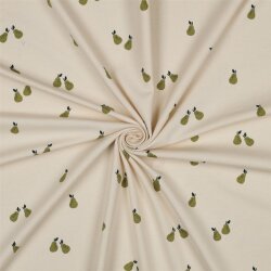 Baumwolljersey Bio~Organic Birnen - cremebeige