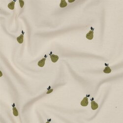 Baumwolljersey Bio~Organic Birnen - cremebeige
