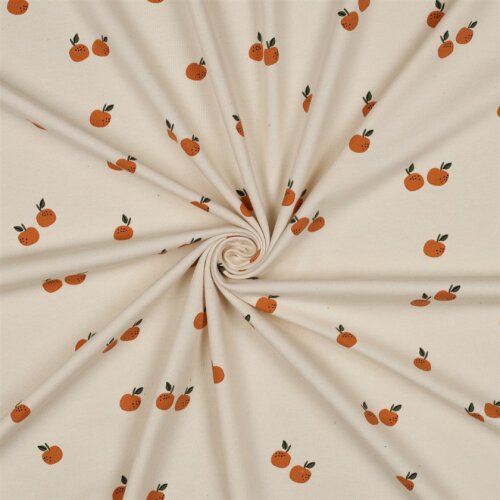 Baumwolljersey Bio~Organic Orangen - cremebeige