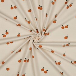 Baumwolljersey Bio~Organic Orangen - cremebeige