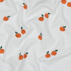 Baumwolljersey Bio~Organic Orangen - weiß