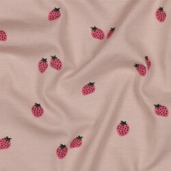 Baumwolljersey Bio~Organic Erdbeeren - perlrosa
