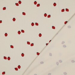 Baumwolljersey Bio~Organic Erdbeeren - cremebeige