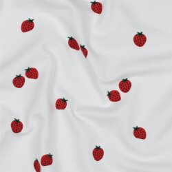 Baumwolljersey Bio~Organic Erdbeeren - weiß