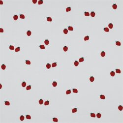 Baumwolljersey Bio~Organic Erdbeeren - weiß