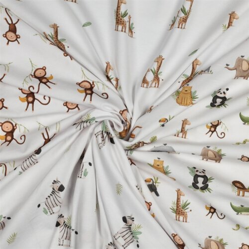 Baumwolljersey Organic Digital Giraffen - weiß