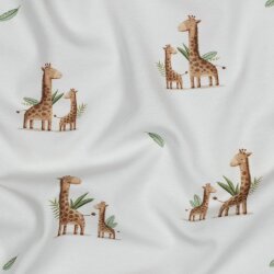 Baumwolljersey Organic Digital Giraffen - weiß