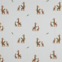 Baumwolljersey Organic Digital Giraffen - weiß