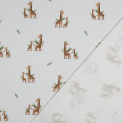 Baumwolljersey Organic Digital Giraffen - weiß
