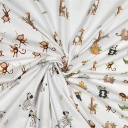 Baumwolljersey Organic Digital Zebras - weiß