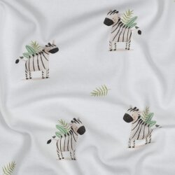 Baumwolljersey Organic Digital Zebras - weiß