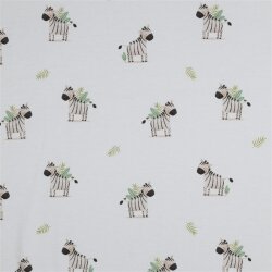 Baumwolljersey Organic Digital Zebras - weiß